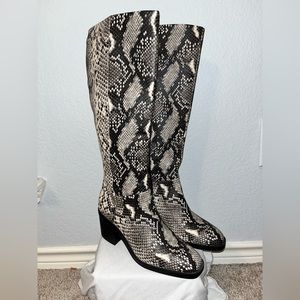 Crown Vintage Black and Cream, High heel, genuine leather boots, women’s 7.5